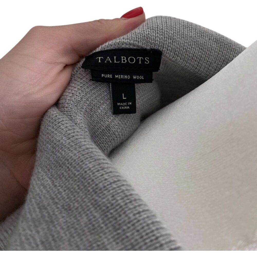 Talbots Merino wool blazer sweater cardigan gray size large - Picture 6 of 7